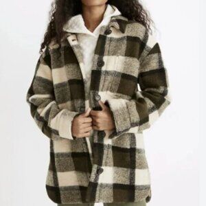 Madewell Belrose Shirt-Jacket Maran Plaza Plaid Loden Shacket Wool Size Large